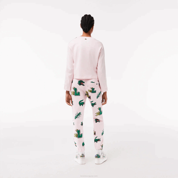 rosa claro t03 VVL0A2569 mujer Lacoste pantalones de chándal con estampado de cómic