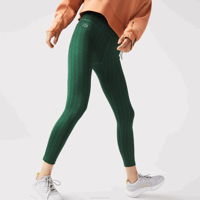 verde d1r VVL0A2573 mujer Lacoste leggins deportivos con tiro alto y estampado integral