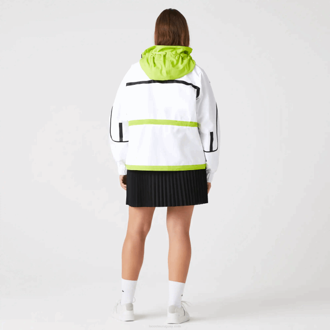 blanco amarillo ug5 VVL0A2621 mujer Lacoste cortavientos de nailon