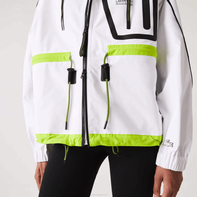 blanco amarillo ug5 VVL0A2621 mujer Lacoste cortavientos de nailon