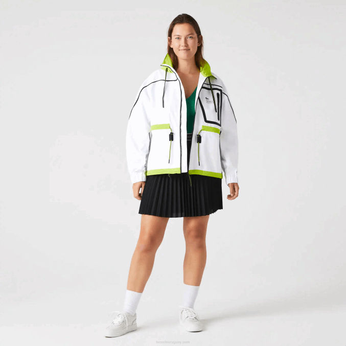 blanco amarillo ug5 VVL0A2621 mujer Lacoste cortavientos de nailon