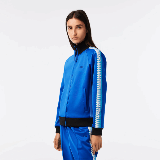 azul negro af6 VVL0A2398 mujer Lacoste sudadera holgada con cremallera y franja del logo