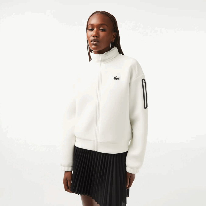 blanco 70v VVL0A2381 mujer Lacoste sudadera deportiva holgada con cremallera