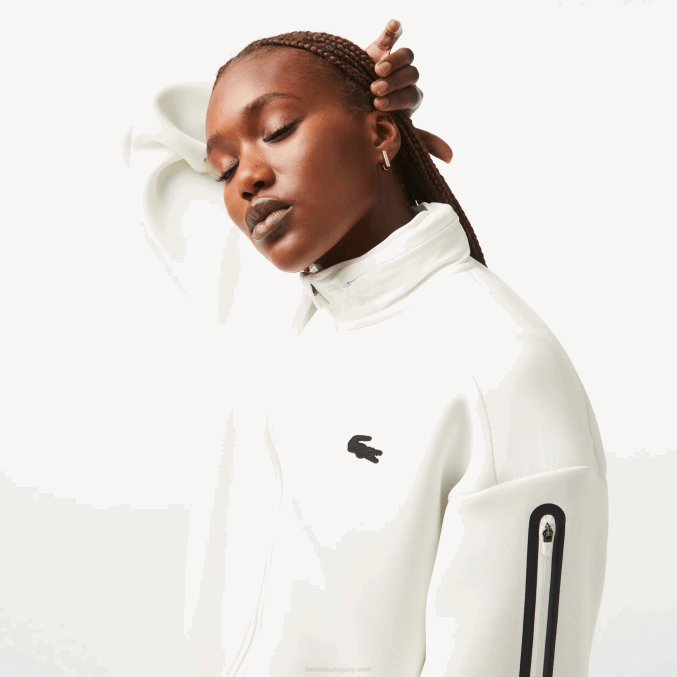 blanco 70v VVL0A2381 mujer Lacoste sudadera deportiva holgada con cremallera