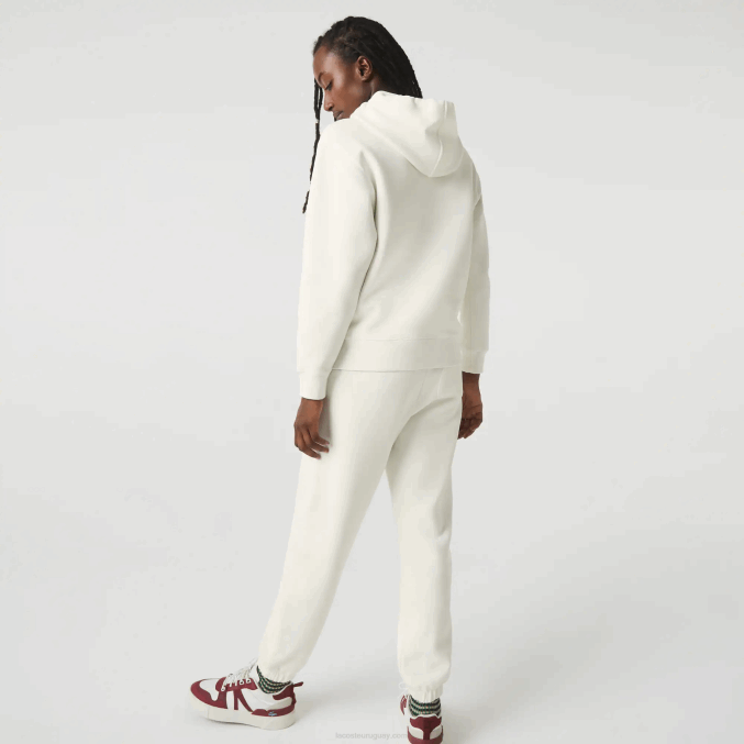 blanco 70v VVL0A2529 mujer Lacoste sudadera holgada de mezcla de algodón con capucha