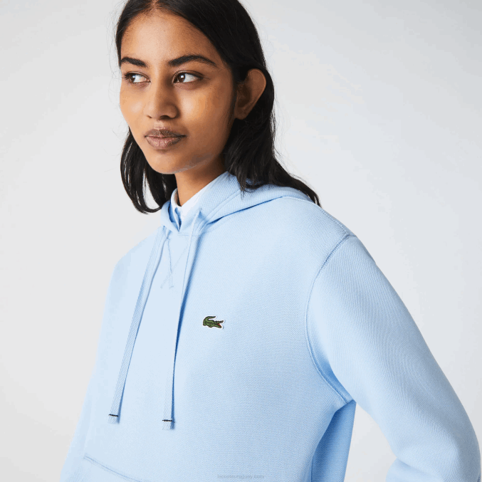 hbp azul VVL0A2528 mujer Lacoste sudadera holgada de mezcla de algodón con capucha