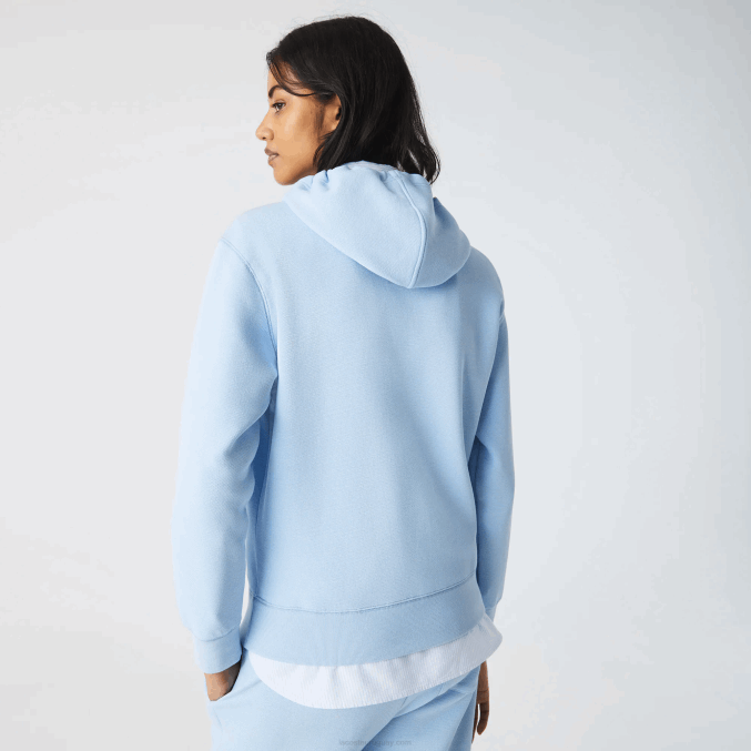 hbp azul VVL0A2528 mujer Lacoste sudadera holgada de mezcla de algodón con capucha