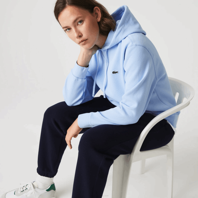 hbp azul VVL0A2528 mujer Lacoste sudadera holgada de mezcla de algodón con capucha
