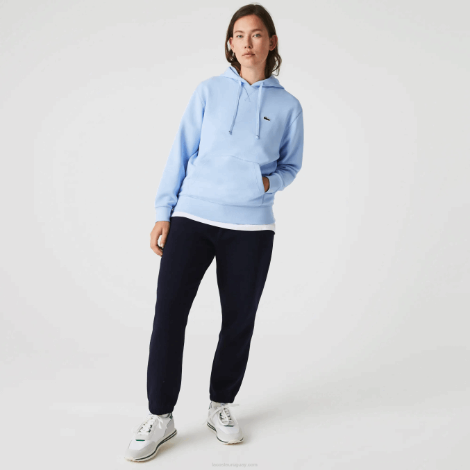hbp azul VVL0A2528 mujer Lacoste sudadera holgada de mezcla de algodón con capucha