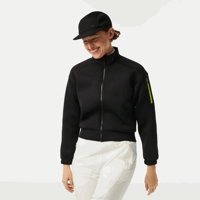 negro 031 VVL0A2382 mujer Lacoste sudadera deportiva holgada con cremallera