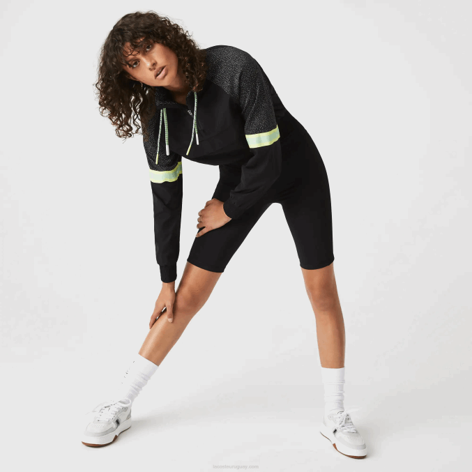 negro c31 VVL0A2580 mujer Lacoste sudadera deportiva holgada corta con bloques de color