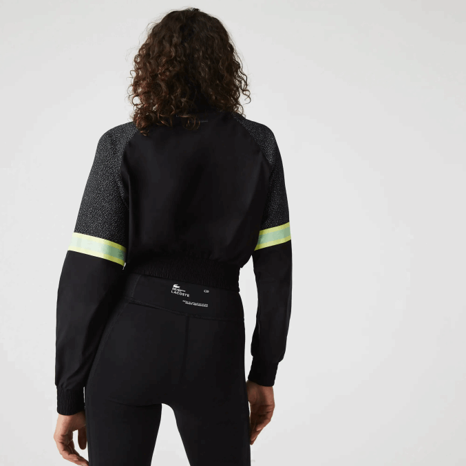 negro c31 VVL0A2580 mujer Lacoste sudadera deportiva holgada corta con bloques de color