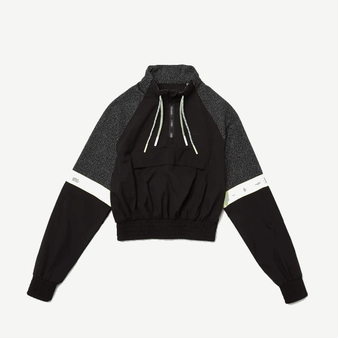 negro c31 VVL0A2580 mujer Lacoste sudadera deportiva holgada corta con bloques de color