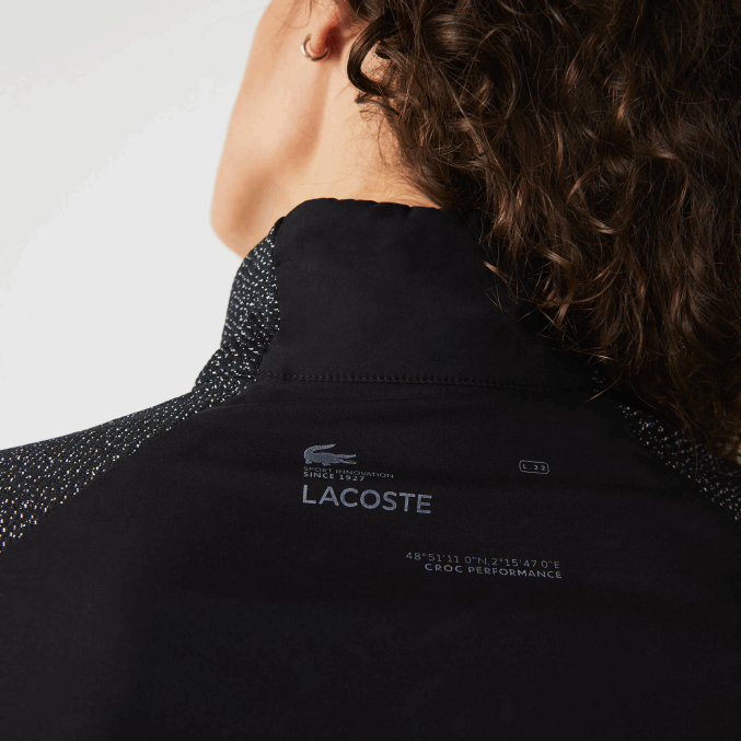 negro c31 VVL0A2580 mujer Lacoste sudadera deportiva holgada corta con bloques de color