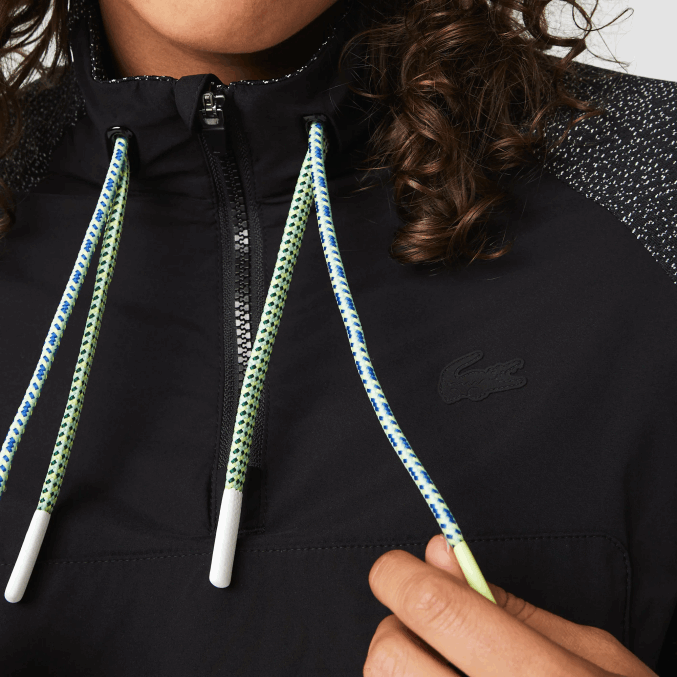 negro c31 VVL0A2580 mujer Lacoste sudadera deportiva holgada corta con bloques de color