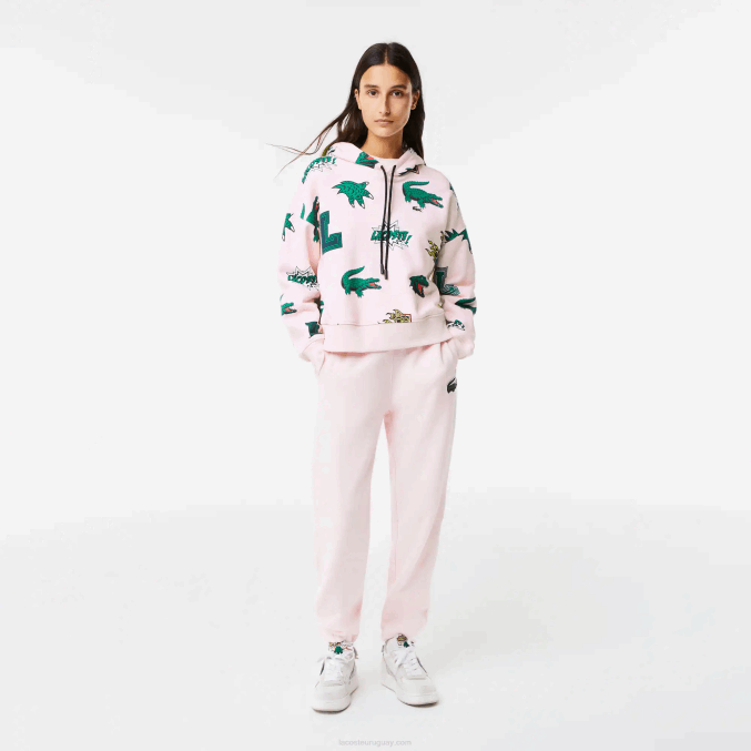 rosa claro t03 VVL0A2556 mujer Lacoste sudadera oversize con capucha