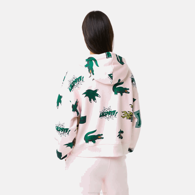 rosa claro t03 VVL0A2556 mujer Lacoste sudadera oversize con capucha