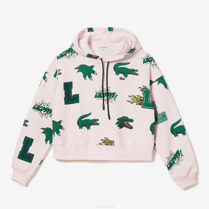rosa claro t03 VVL0A2556 mujer Lacoste sudadera oversize con capucha