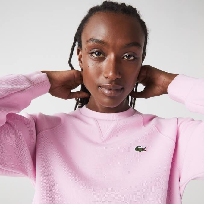 rosa z4h VVL0A2394 mujer Lacoste sudadera de mezcla de algodón con cuello redondo