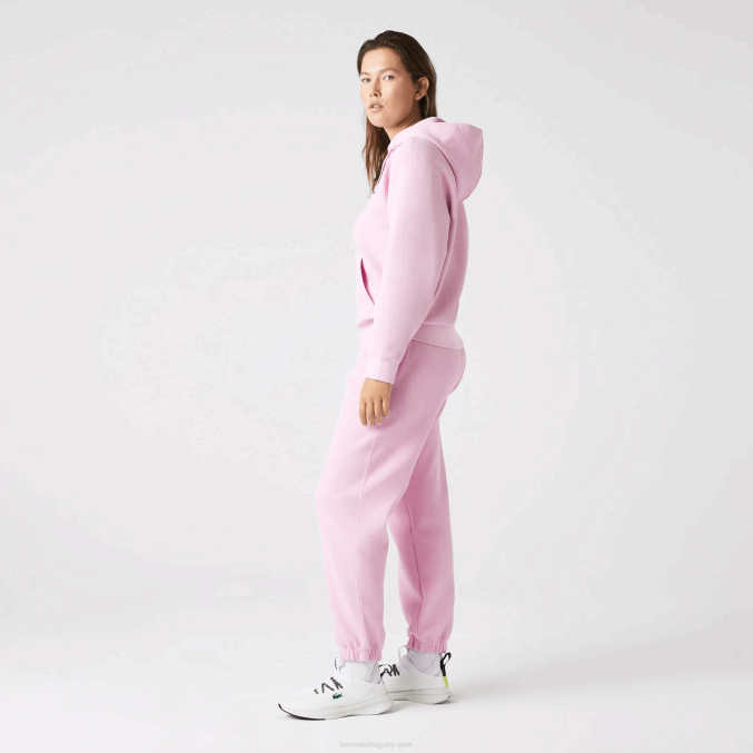 rosa z4h VVL0A2530 mujer Lacoste sudadera holgada de mezcla de algodón con capucha