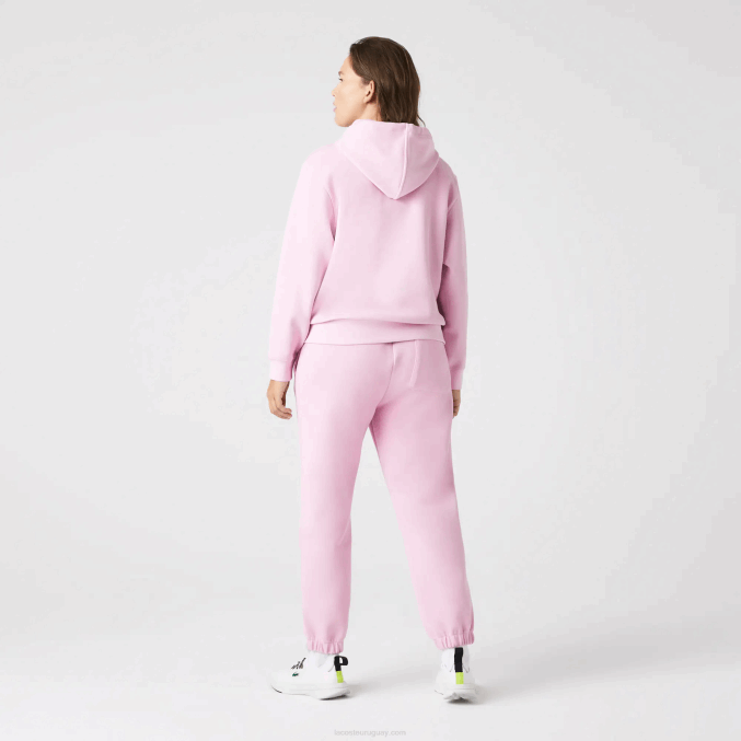 rosa z4h VVL0A2530 mujer Lacoste sudadera holgada de mezcla de algodón con capucha