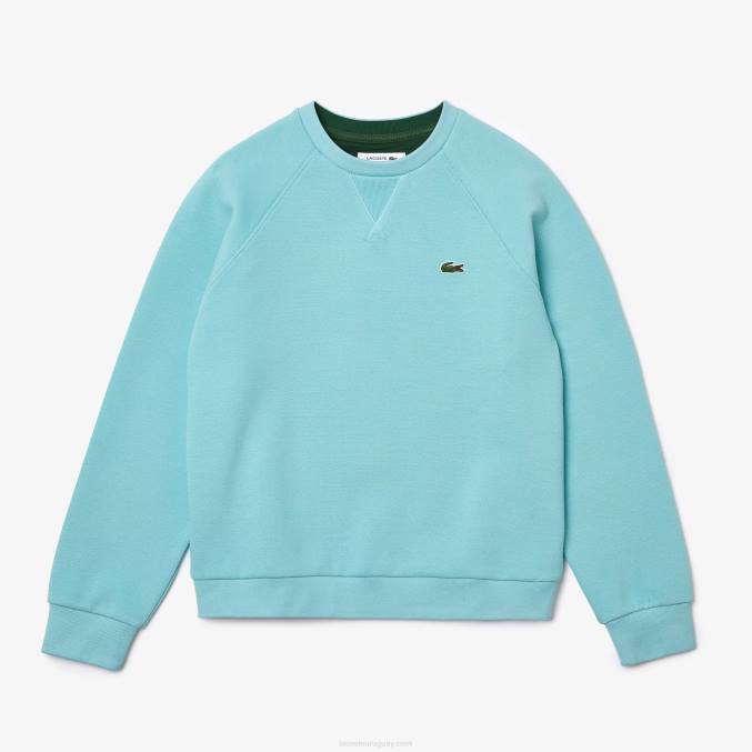 turquesa bvg VVL0A2392 mujer Lacoste sudadera de mezcla de algodón con cuello redondo