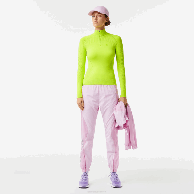 amarillo 90v VVL0A2645 mujer Lacoste jersey con cremallera en el cuello