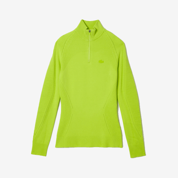 amarillo 90v VVL0A2645 mujer Lacoste jersey con cremallera en el cuello