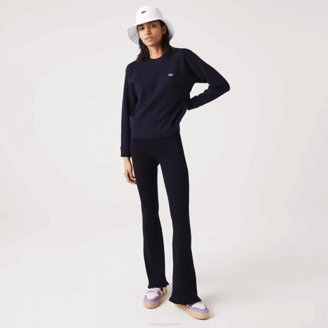 azul marino 166 VVL0A2639 mujer Lacoste jersey de lana con cuello redondo
