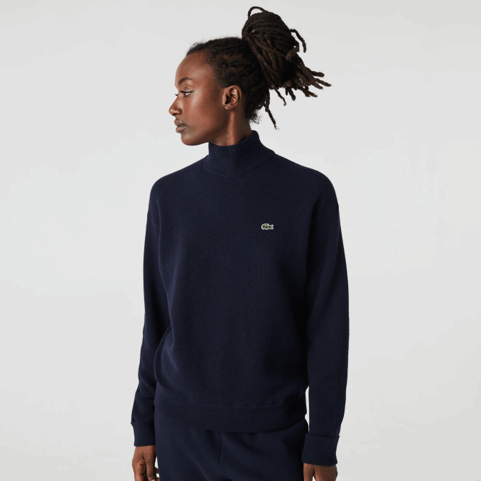 azul marino 166 VVL0A2650 mujer Lacoste suéter de lana con cuello alto