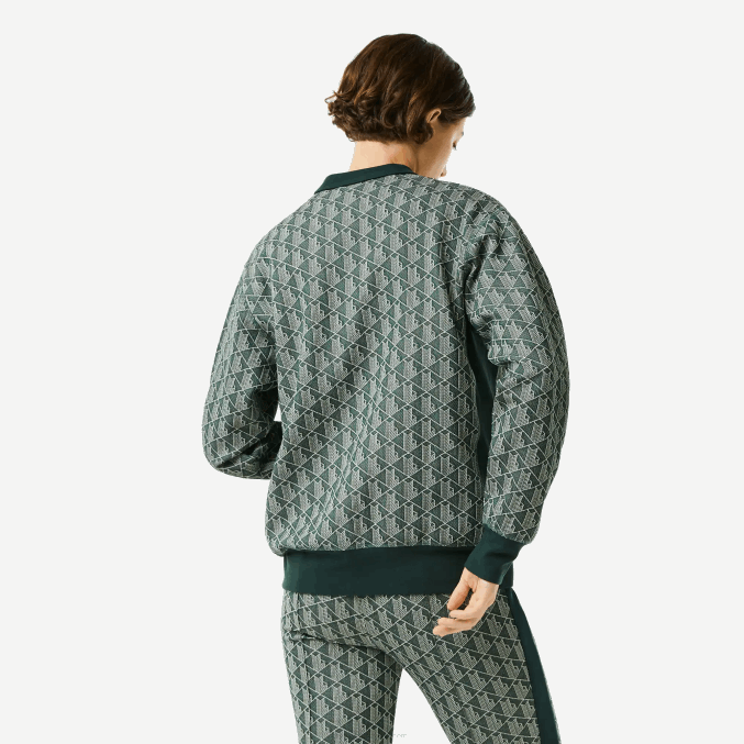 beige verde 7m4 VVL0A2635 mujer Lacoste cárdigan holgado con monograma estampado