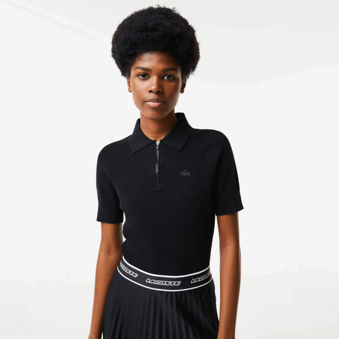 negro 031 VVL0A2638 mujer Lacoste jersey de punto con cremallera en el cuello