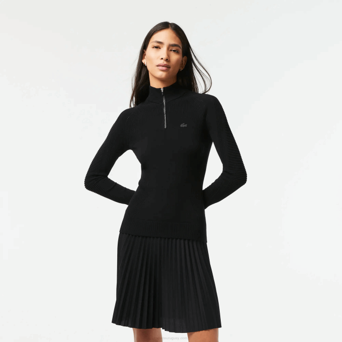negro 031 VVL0A2646 mujer Lacoste jersey con cremallera en el cuello