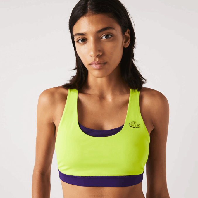 amarillo morado 5cy VVL0A2576 mujer Lacoste Sujetador deportivo deportivo de poliéster reciclado con bloques de color