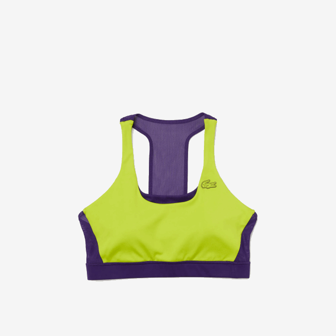 amarillo morado 5cy VVL0A2576 mujer Lacoste Sujetador deportivo deportivo de poliéster reciclado con bloques de color