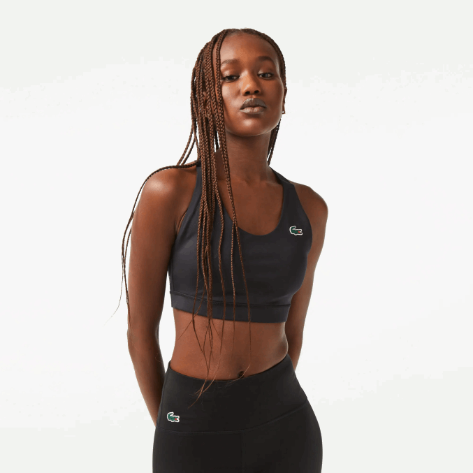 negro 8vm VVL0A2449 mujer Lacoste sujetador deportivo con tiras cruzadas