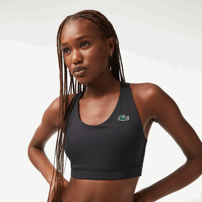 negro 8vm VVL0A2449 mujer Lacoste sujetador deportivo con tiras cruzadas