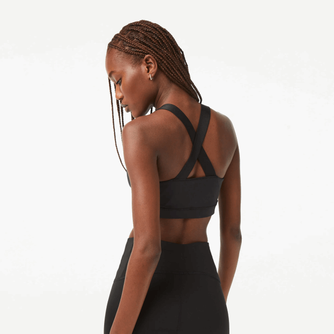 negro 8vm VVL0A2449 mujer Lacoste sujetador deportivo con tiras cruzadas