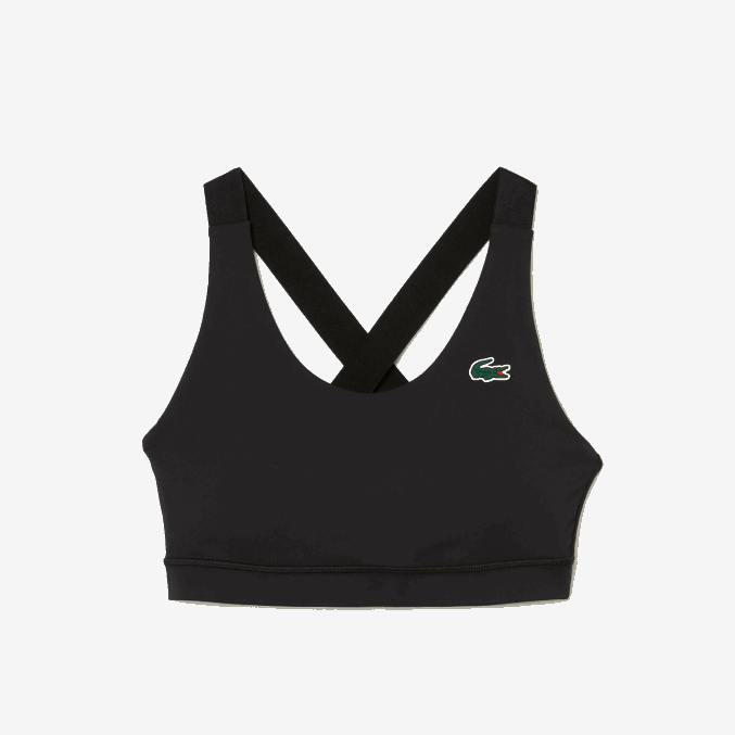 negro 8vm VVL0A2449 mujer Lacoste sujetador deportivo con tiras cruzadas