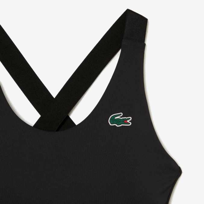 negro 8vm VVL0A2449 mujer Lacoste sujetador deportivo con tiras cruzadas