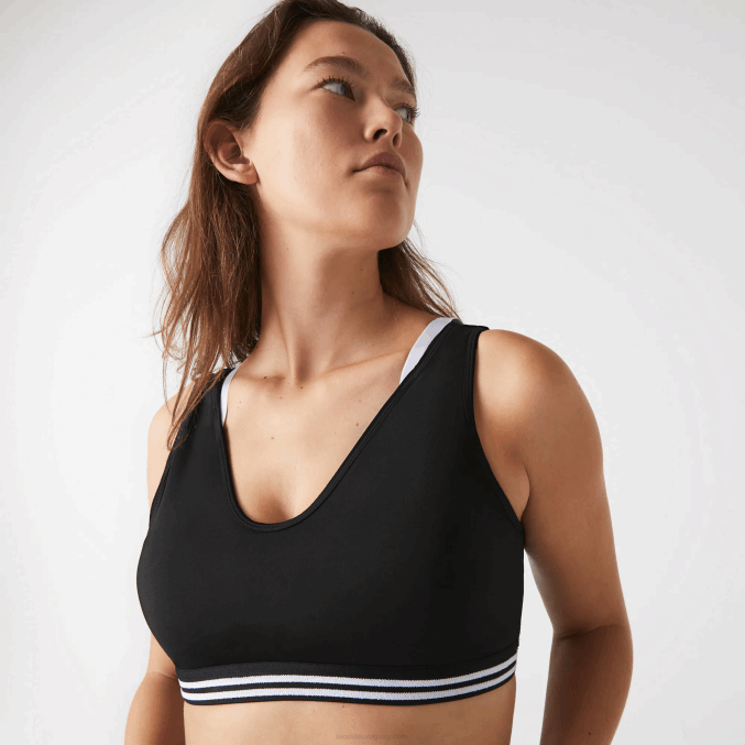 negro blanco negro 6kj VVL0A2598 mujer Lacoste sujetador deportivo con detalles en contraste