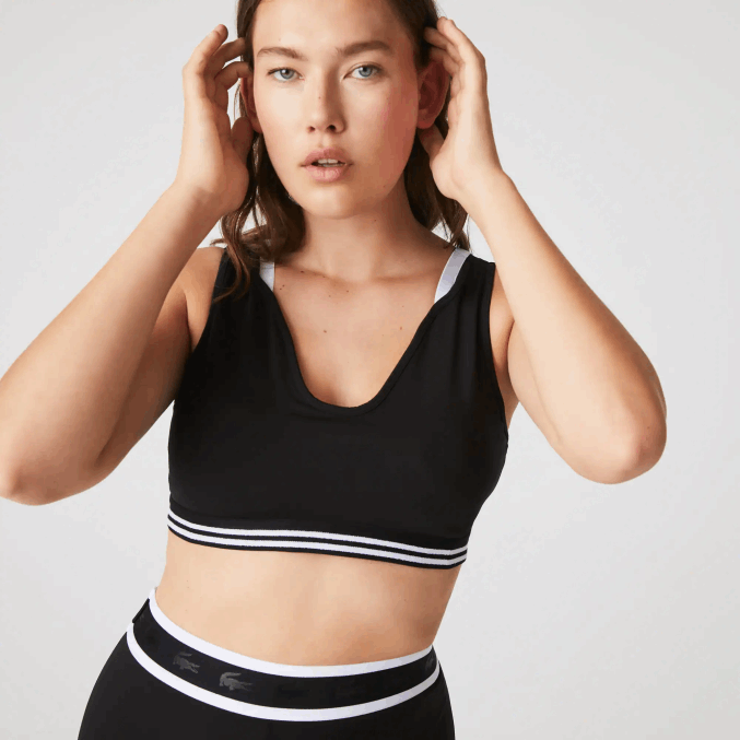 negro blanco negro 6kj VVL0A2598 mujer Lacoste sujetador deportivo con detalles en contraste