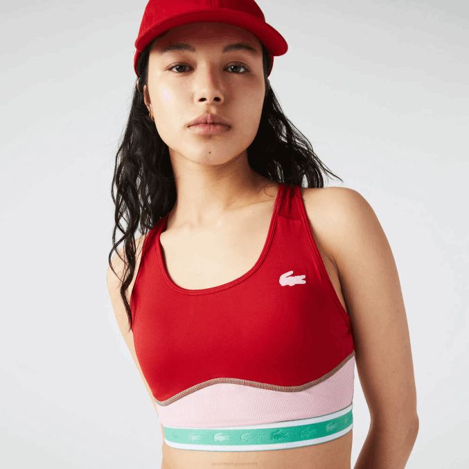 rojo rosa verde bx0 VVL0A2584 mujer Lacoste sujetador deportivo con espalda de nadador