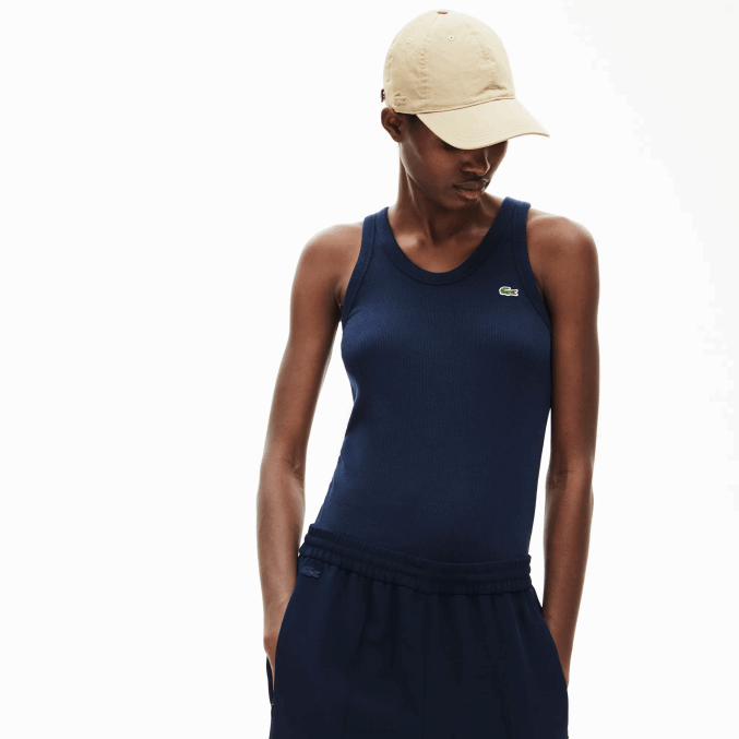 azul marino 166 VVL0A2588 mujer Lacoste top sin mangas con cuello redondo