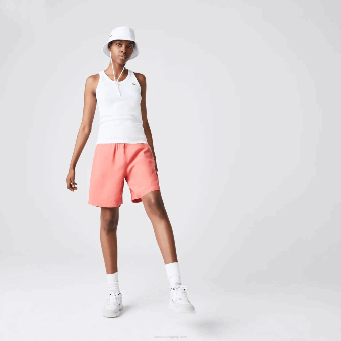 blanco 001 VVL0A2587 mujer Lacoste top sin mangas con cuello redondo
