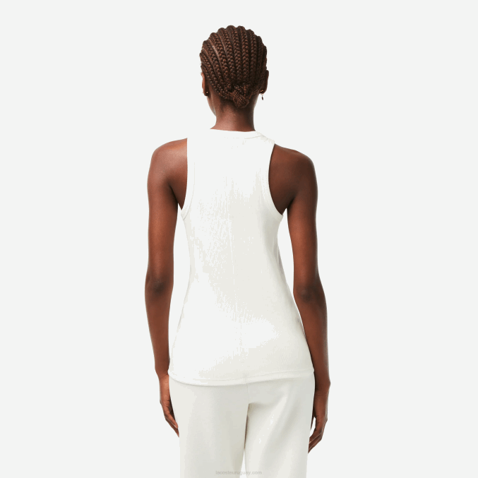 blanco 70v VVL0A2422 mujer Lacoste camiseta sin mangas slim fit de algodón orgánico