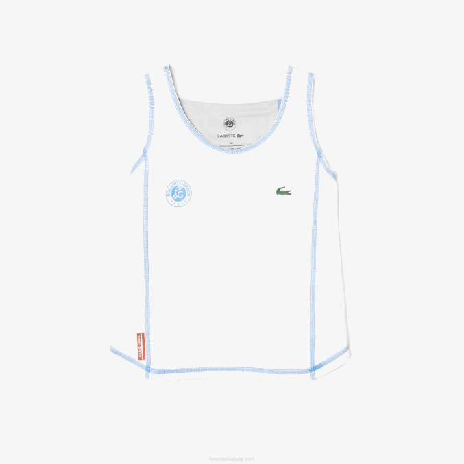 blanco azul v10 VVL0A2581 mujer Lacoste playera deportiva con espalda de nadador roland garros