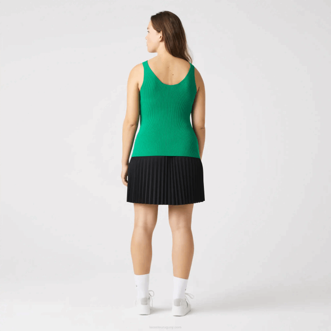 ldm verde VVL0A2647 mujer Lacoste camiseta sin mangas de canalé sin costuras