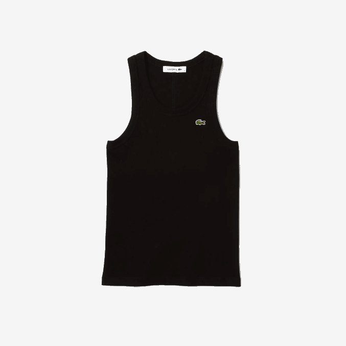 negro 031 VVL0A2421 mujer Lacoste camiseta sin mangas slim fit de algodón orgánico