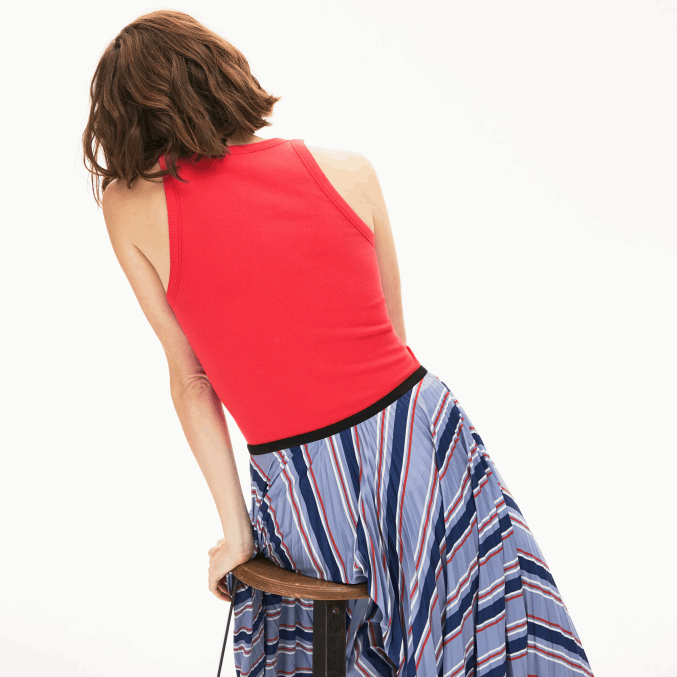 rojo 4 por VVL0A2586 mujer Lacoste top sin mangas con cuello redondo